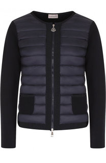 Шерстяной жакет со стеганой пуховой вставкой Moncler