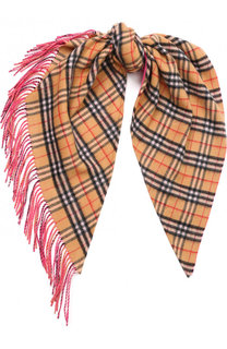 Кашемировый шарф в клетку с бахромой Burberry