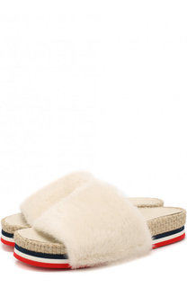 Шлепанцы с отделкой из меха норки Moncler