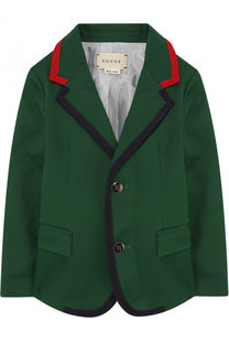 Хлопковый пиджак на двух пуговицах с контрастной отделкой Gucci