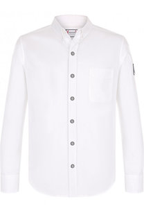 Хлопковая рубашка с воротником button down Moncler