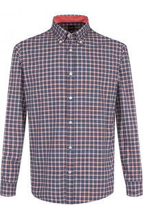 Хлопковая рубашка с воротником button down BOSS