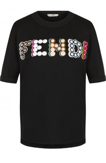 Хлопковая футболка с логотипом бренда Fendi