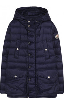 Пуховая куртка с капюшоном и карманами Moncler Enfant