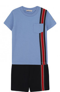Хлопковый комплект из футболки и шорт Moncler Enfant