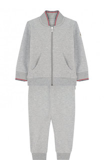 Хлопковый костюм из брюк и кардигана на молнии Moncler Enfant