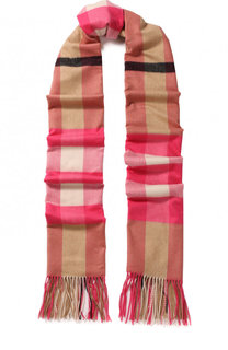Кашемировый шарф в клетку с бахромой Burberry