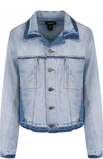 Укороченная джинсовая куртка с потертостями DKNY