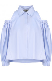 Хлопковая блуза свободного кроя с разрезами на плечах Fendi