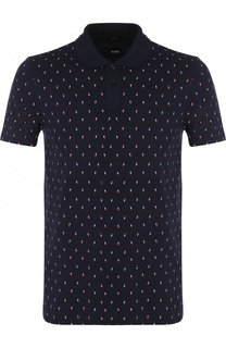 Хлопковое поло с короткими рукавами с принтом BOSS