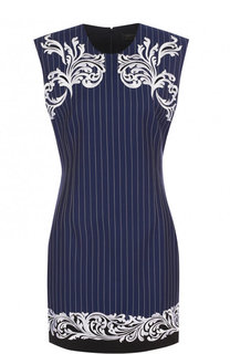 Приталенное мини-платье с круглым вырезом и контрастной вышивкой Versace