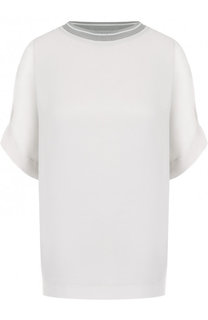 Однотонный хлопковый топ с круглым вырезом Escada Sport