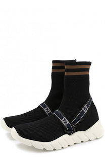 Высокие текстильные кроссовки Fendi