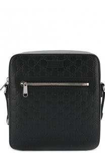 Кожаная сумка-планшет Signature Gucci