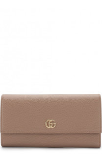 Кожаный кошелек с клапаном и логотипом бренда Gucci