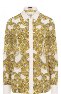 Шелковая блуза свободного кроя с принтом Versace