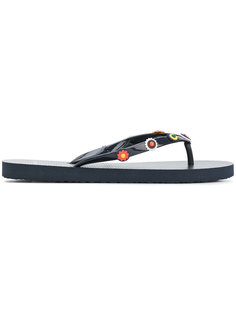 floral bead flip flops Tory Burch