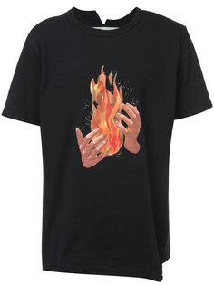 футболка с принтом в виде языков пламени Off-White