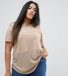 Футболка с контрастной вставкой в рубчик ASOS CURVE - Розовый