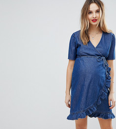 Темно-синее джинсовое платье с запахом ASOS DESIGN Maternity - Синий