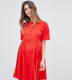 Платье на пуговицах с короткими рукавами ASOS MATERNITY - Красный