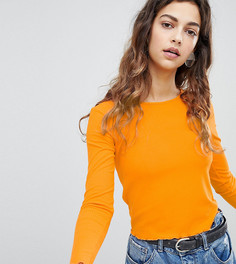 Футболка с длинными рукавами с фигурным краем Miss Selfridge - Оранжевый
