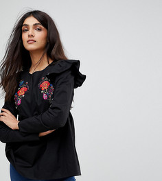 Топ с вышивкой и оборками Influence Tall - Черный