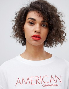 Укороченная футболка с принтом American Calvin Klein Jeans - Белый