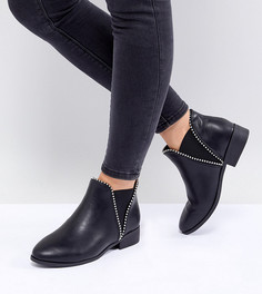 Ботинки челси для широкой стопы на плоской подошве и с заклепками New Look - Черный