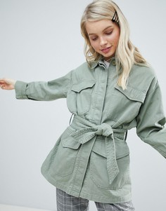 Куртка в стиле милитари с карманами Monki - Зеленый