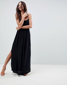 Свободное плиссированное платье макси на бретельках ASOS - Черный