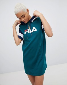 Свободное платье-футболка колор блок с логотипом Fila - Зеленый