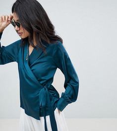 Блузка с запахом и поясом сбоку Missguided Tall - Темно-синий