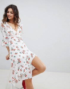 Платье с запахом и цветочным принтом Miss Selfridge - Мульти