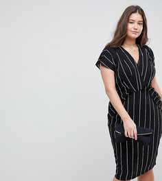 Платье миди в полоску с драпировкой ASOS DESIGN Curve - Мульти