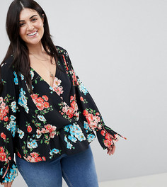 Oversize-блузка с запахом и цветочным принтом ASOS DESIGN CURVE - Мульти