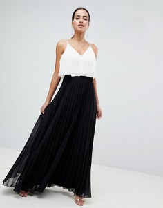 Платье макси в стиле колор блок с кроп-топом и плиссировкой ASOS DESIGN - Мульти