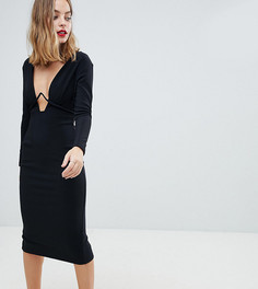 Облегающее платье миди с длинными рукавами ASOS DESIGN Petite - Черный