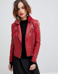 Кожаная байкерская куртка Y.A.S - Красный