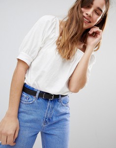 Трикотажный топ с квадратным вырезом New look - Кремовый