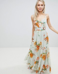 Платье макси с цветочным принтом и разрезами по бокам ASOS DESIGN - Мульти