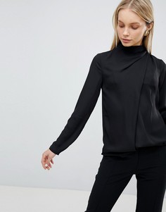 Топ с присборенным высоким воротом ASOS DESIGN - Черный