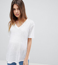 Льняная футболка с V-образным вырезом ASOS DESIGN Maternity - Белый