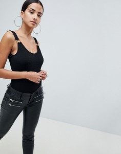 Боди из фактурной ткани с металлической отделкой ASOS DESIGN - Черный