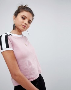 Футболка с полосками на рукавах PrettyLittleThing - Розовый