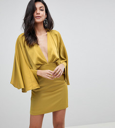 Платье мини с глубоким вырезом и рукавами кимоно ASOS DESIGN Tall - Желтый