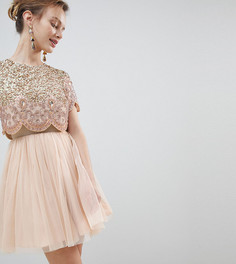 Платье для выпускного мини с отделкой на лифе и юбкой из тюля ASOS DESIGN Petite - Розовый