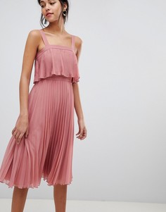 Плиссированное платье миди ASOS DESIGN - Розовый