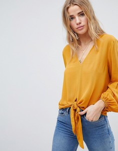 Топ с узлом спереди ASOS DESIGN - Желтый