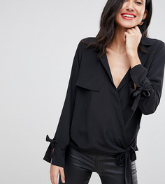 Топ с запахом в стиле милитари ASOS DESIGN Tall - Черный